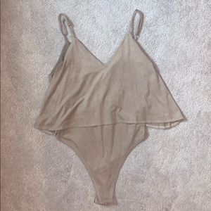 Tan Velvet Body Suit